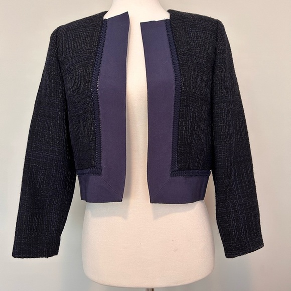 CAROLINA HERRERA Tweed Collarless Blazer Jacket. Women’s Size 8. Silk lined - Picture 1 of 12